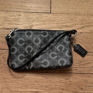 Coach Monogram Black and Gray Wristlet